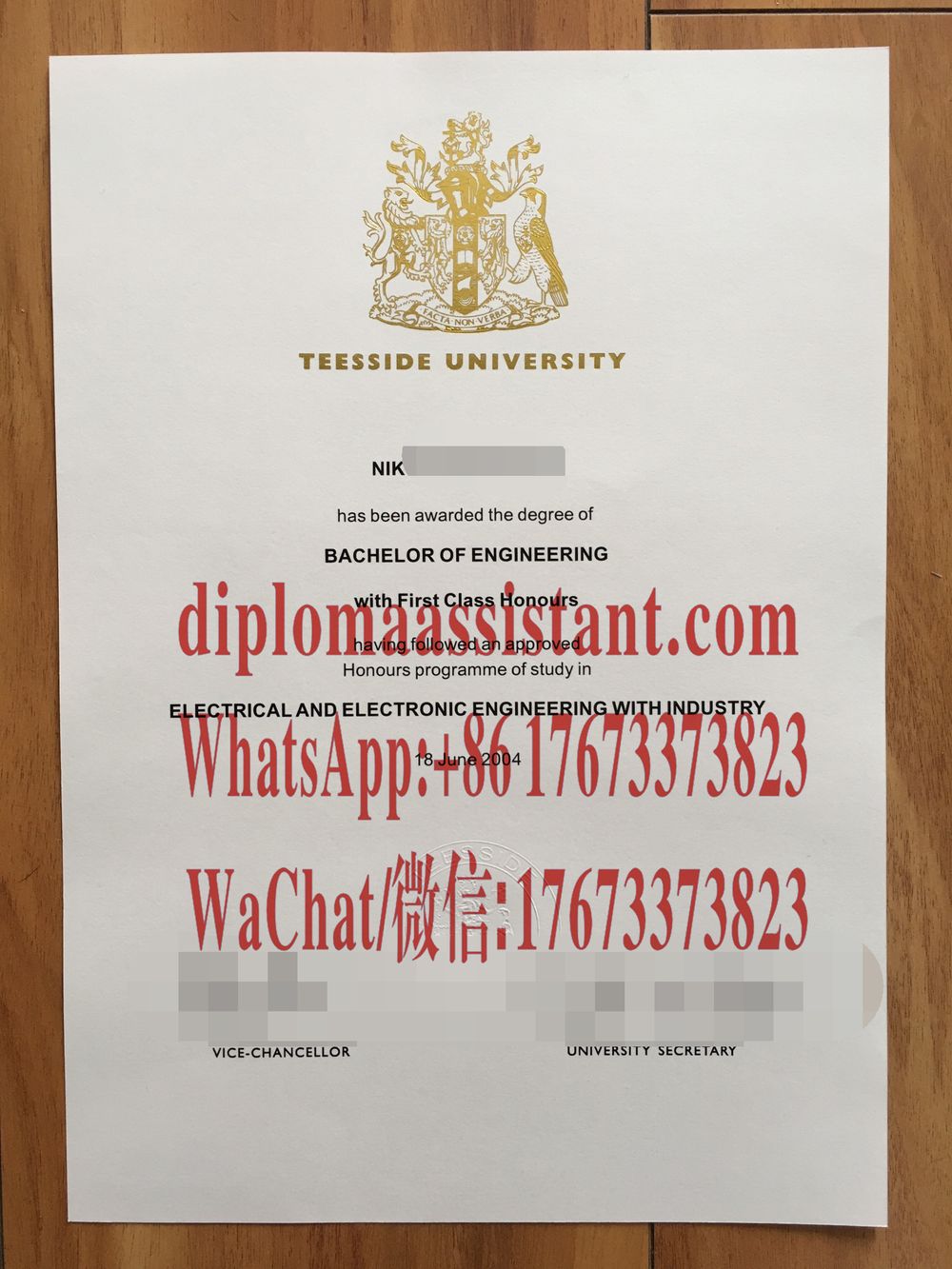 定制假的提赛德大学文凭学历